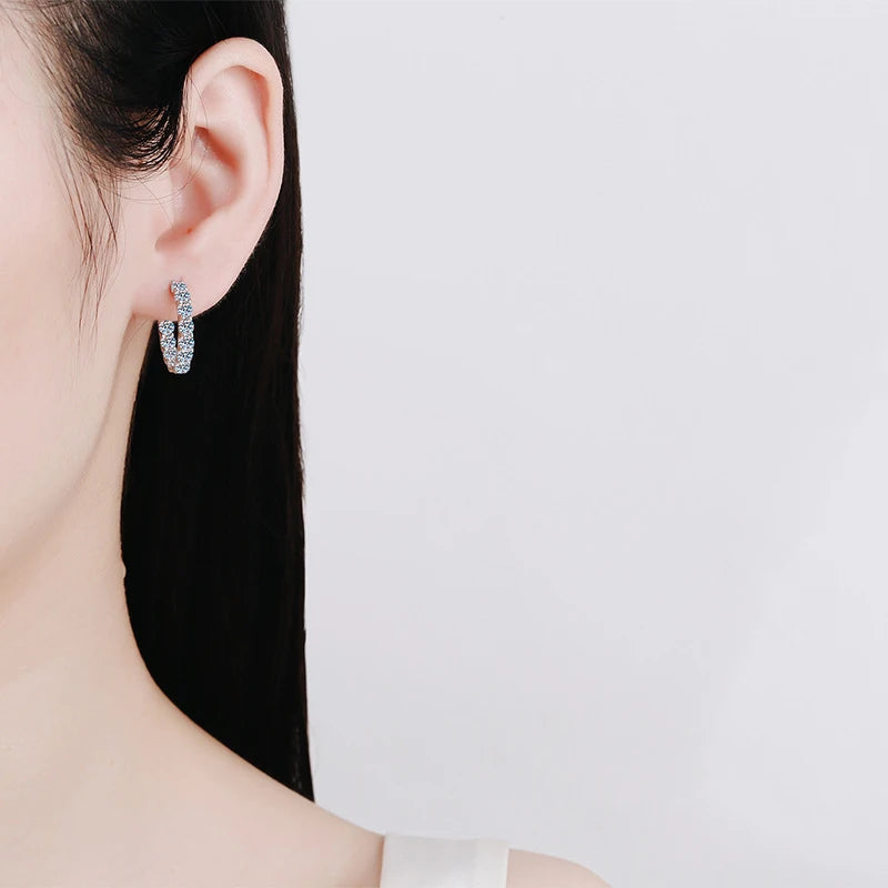 2.6 CT D Color Hoop Earrings