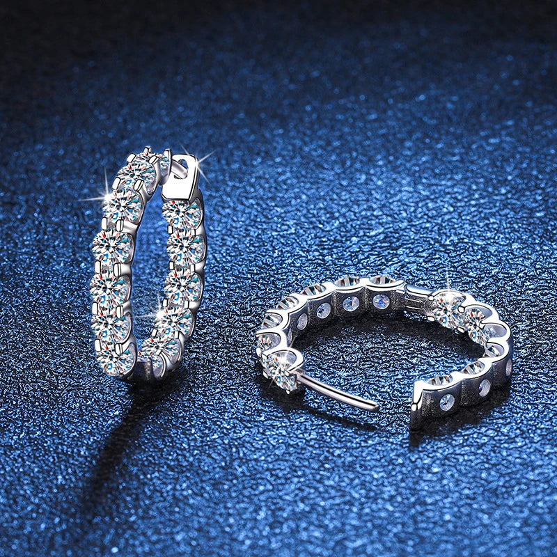 2.6 CT D Color Hoop Earrings