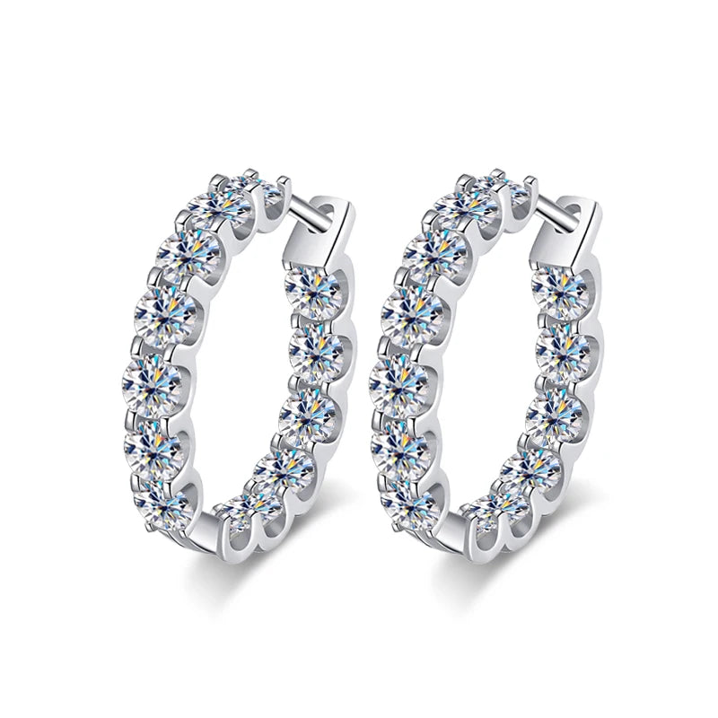 2.6 CT D Color Hoop Earrings