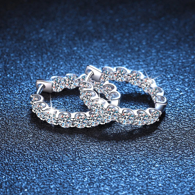 2.6 CT D Color Hoop Earrings