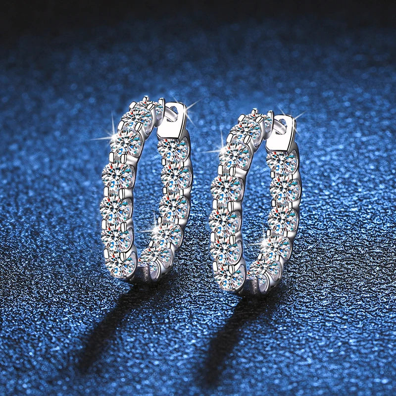 2.6 CT D Color Hoop Earrings