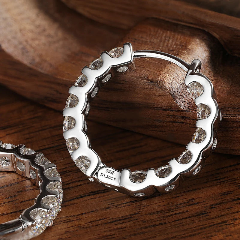 2.6 CT D Color Hoop Earrings