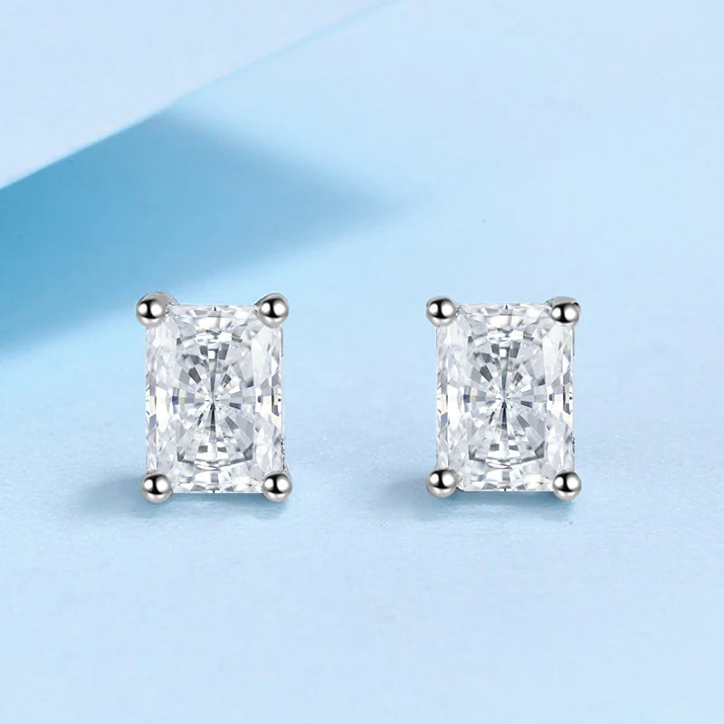 0.5-2 CT Emerald Radiant Cut Stud Earrings