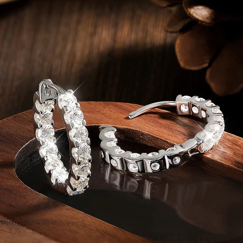 2.6 CT D Color Hoop Earrings