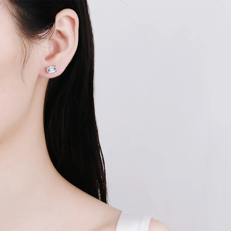 0.5-2 CT Emerald Radiant Cut Stud Earrings