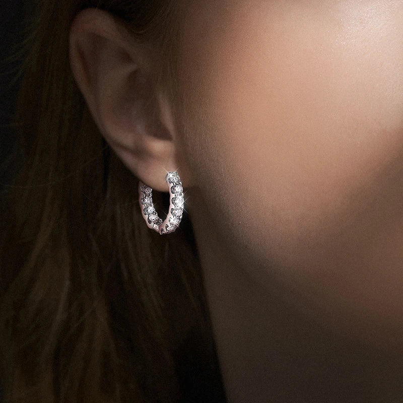 2.6 CT D Color Hoop Earrings
