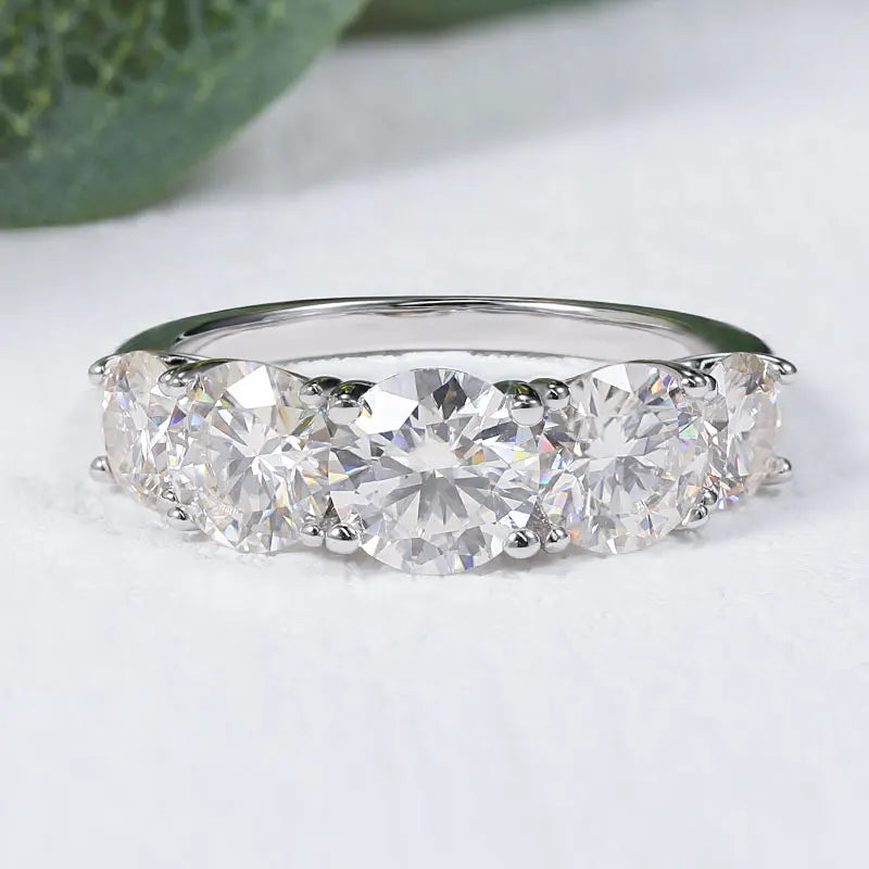 3.6 CT Ring – 5-Stone Wedding Band