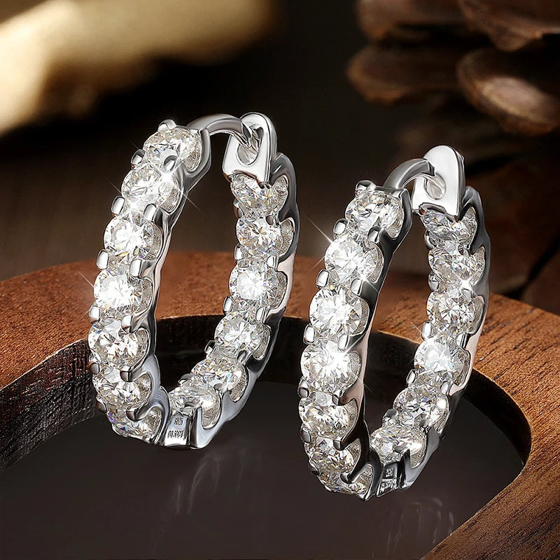 2.6 CT D Color Hoop Earrings