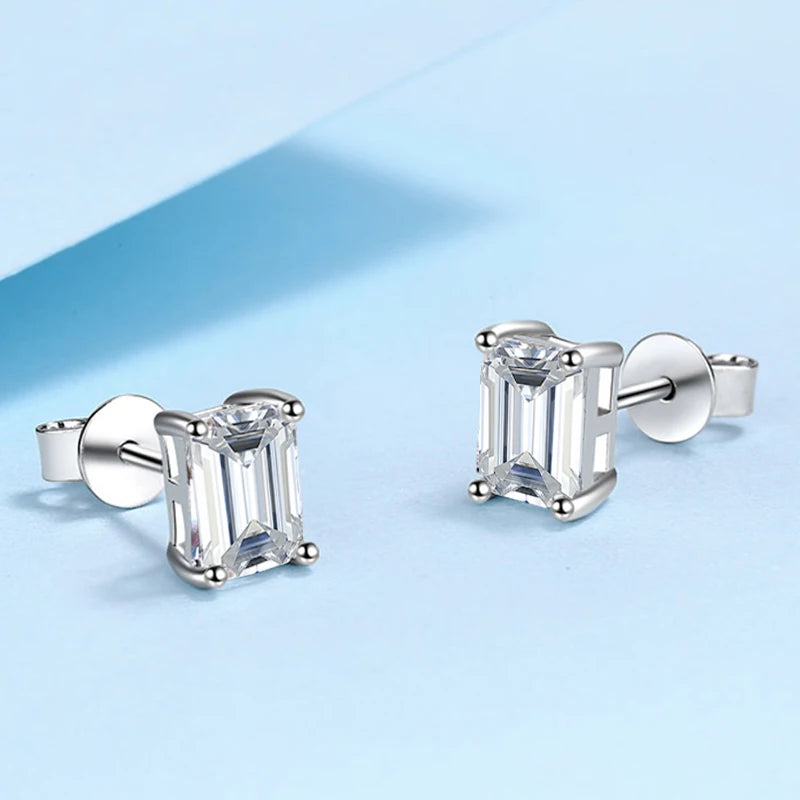 0.5-2 CT Emerald Radiant Cut Stud Earrings