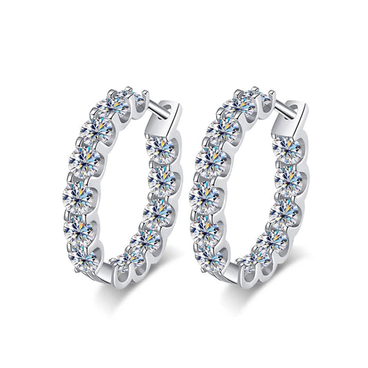2.6 CT D Color Hoop Earrings