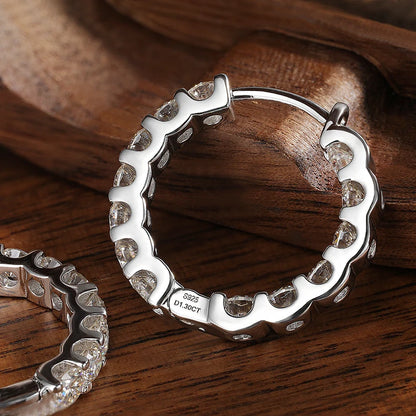 2.6 CT D Color Hoop Earrings