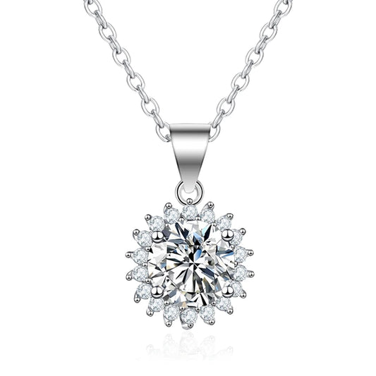 3CT Flower Pendant Necklace