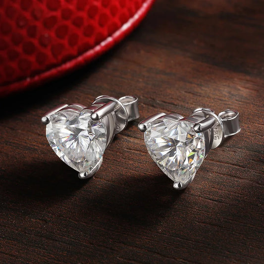 1CT D VVS1 Heart Earrings