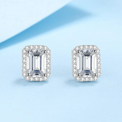 0.5-2 CT VVS1 D Emerald Radiant Cut Stud Earrings