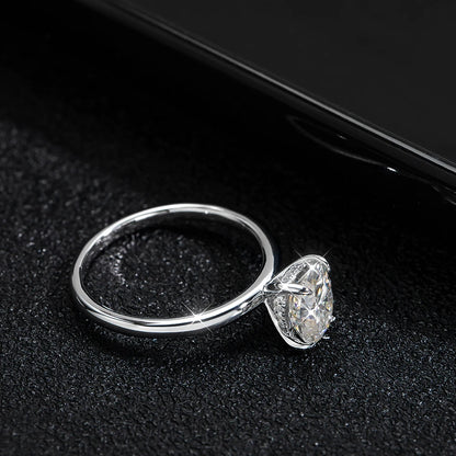 2 CT D VVS1 Oval Ring 4-Prong Setting