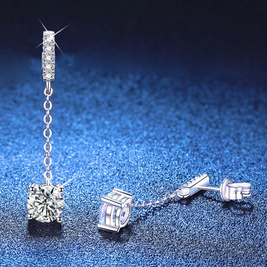 1 CT D Color Diamond Drop Earrings