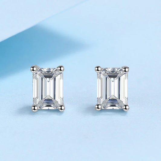 0.5-2 CT Emerald Radiant Cut Stud Earrings