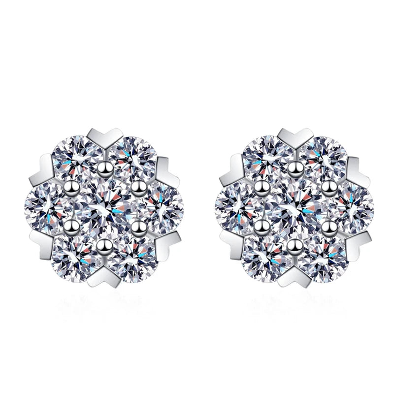 1,6 CT Diamond Flower Earrings